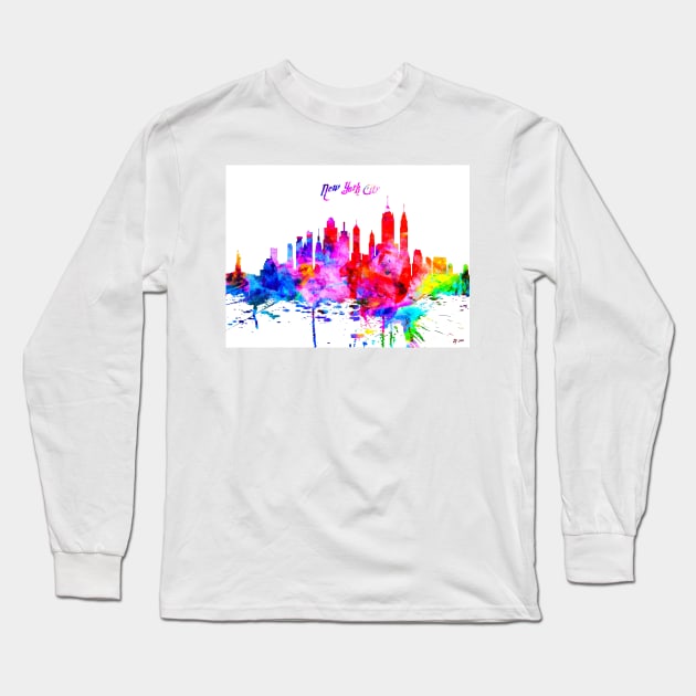 New York Skyline Long Sleeve T-Shirt by danieljanda